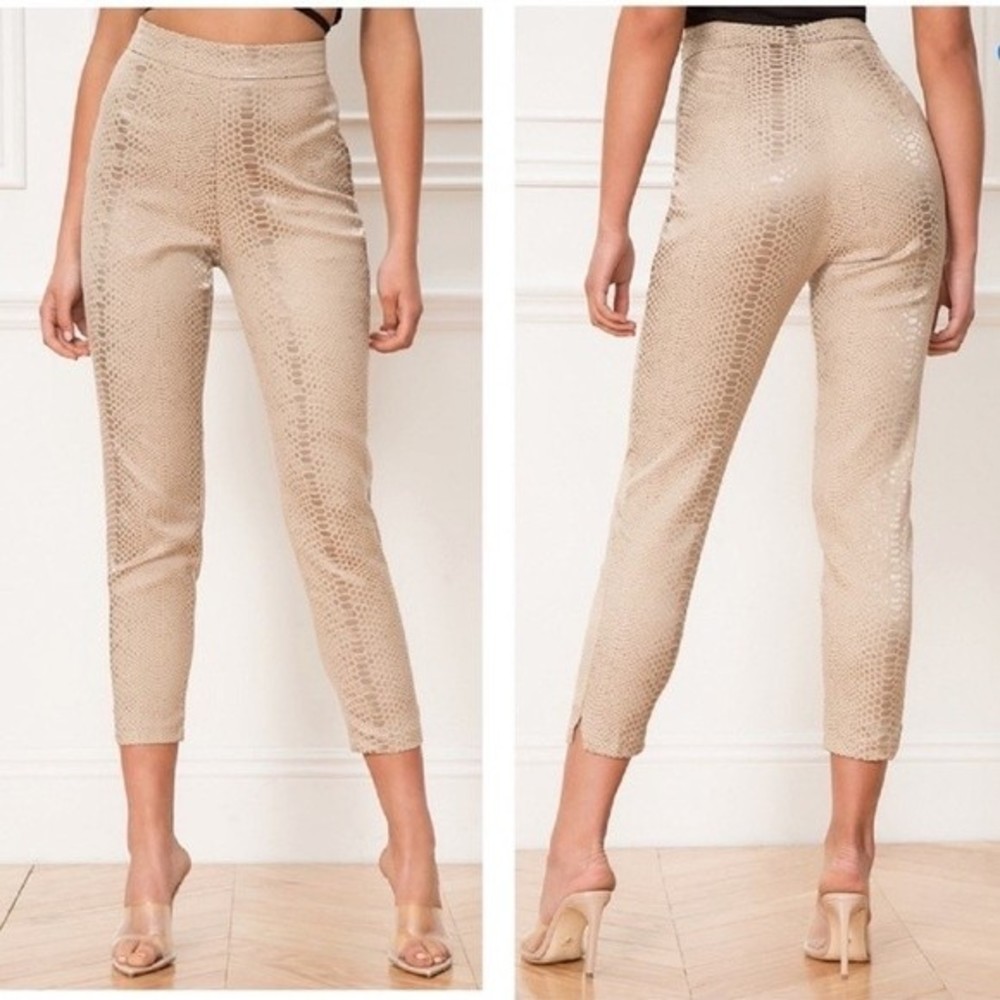 superdown Beige Croc-Embossed Capris